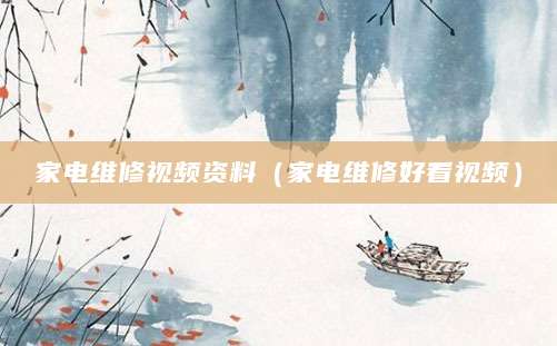 家电维修视频资料（家电维修好看视频）