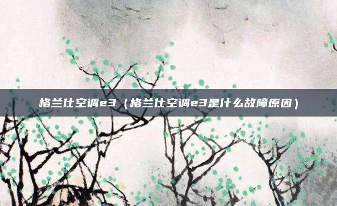 格兰仕空调e3（格兰仕空调e3是什么故障原因）