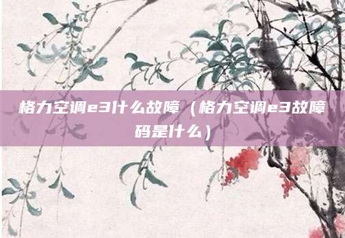 格力空调e3什么故障（格力空调e3故障码是什么）