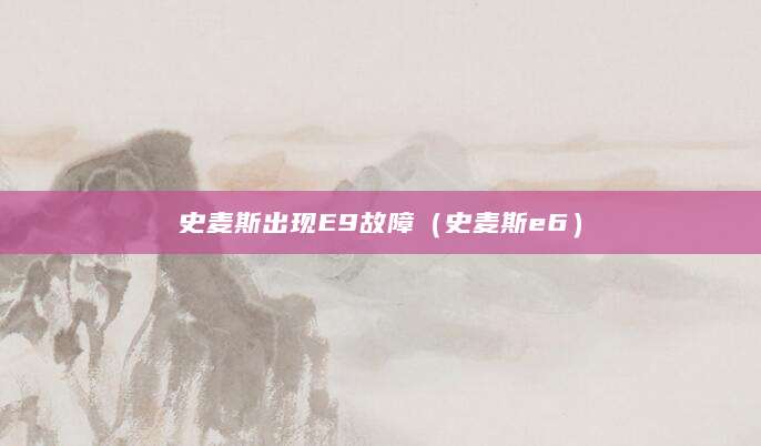史麦斯出现E9故障（史麦斯e6）