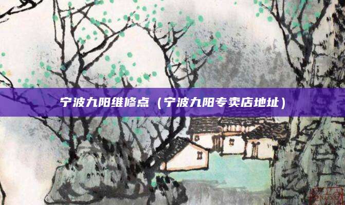 宁波九阳维修点（宁波九阳专卖店地址）