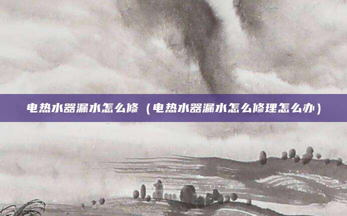 电热水器漏水怎么修（电热水器漏水怎么修理怎么办）