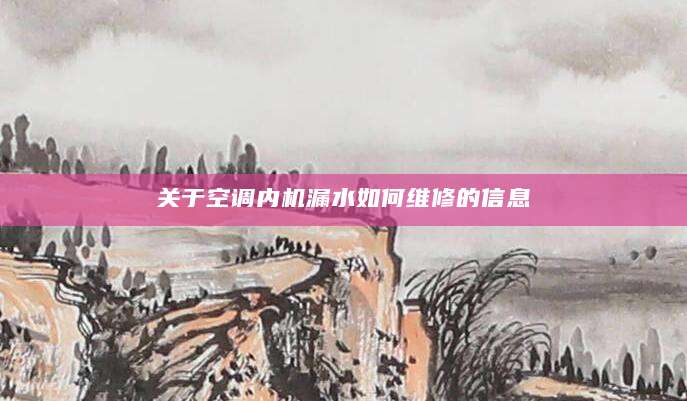 关于空调内机漏水如何维修的信息