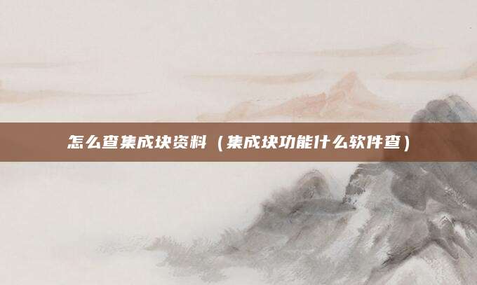 怎么查集成块资料（集成块功能什么软件查）