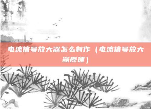 电流信号放大器怎么制作（电流信号放大器原理）