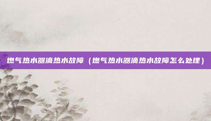燃气热水器滴热水故障（燃气热水器滴热水故障怎么处理）