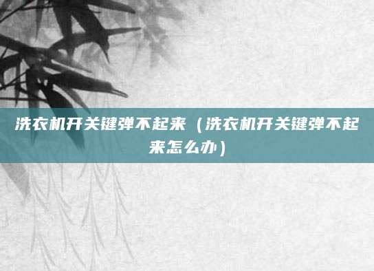 洗衣机开关键弹不起来（洗衣机开关键弹不起来怎么办）