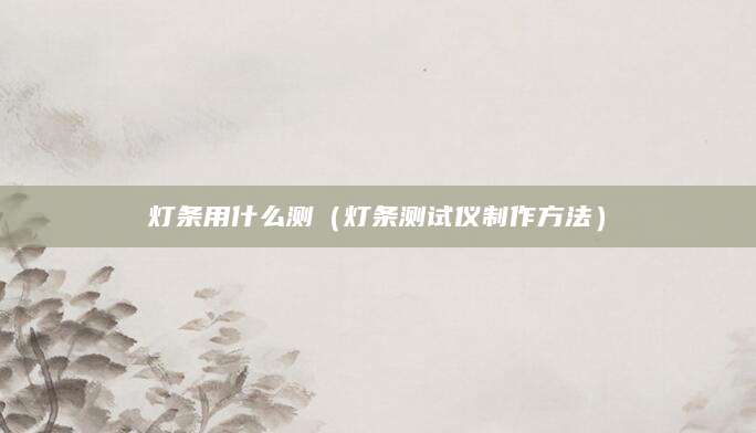 灯条用什么测（灯条测试仪制作方法）