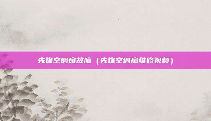 先锋空调扇故障（先锋空调扇维修视频）