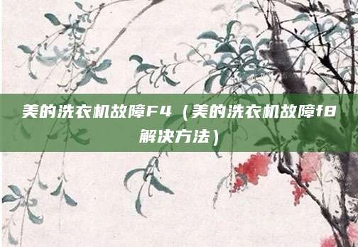美的洗衣机故障F4（美的洗衣机故障f8解决方法）