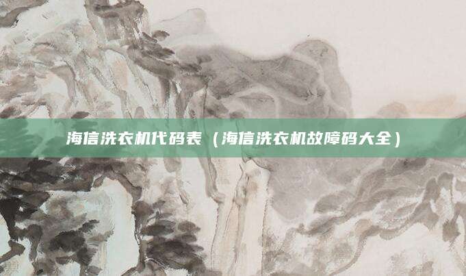 海信洗衣机代码表（海信洗衣机故障码大全）