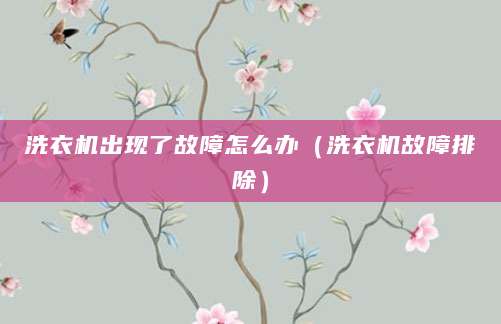 洗衣机出现了故障怎么办（洗衣机故障排除）