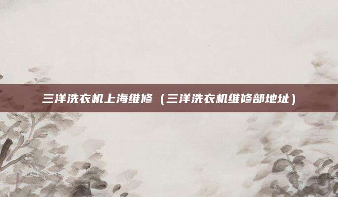 三洋洗衣机上海维修（三洋洗衣机维修部地址）