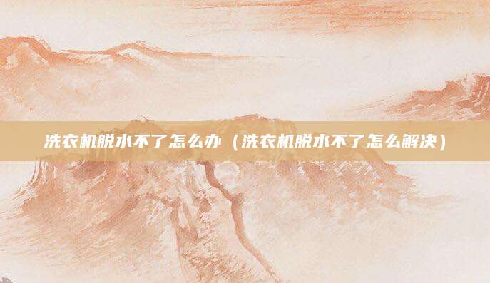 洗衣机脱水不了怎么办（洗衣机脱水不了怎么解决）