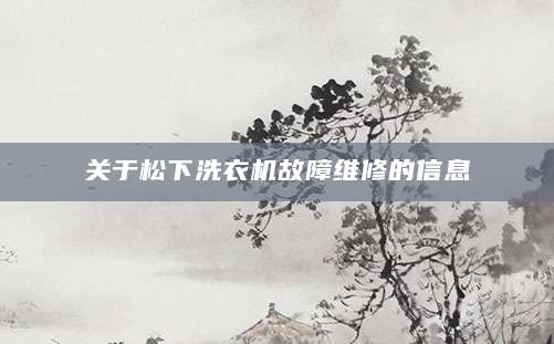 关于松下洗衣机故障维修的信息