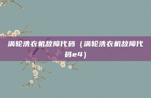 涡轮洗衣机故障代码（涡轮洗衣机故障代码e4）