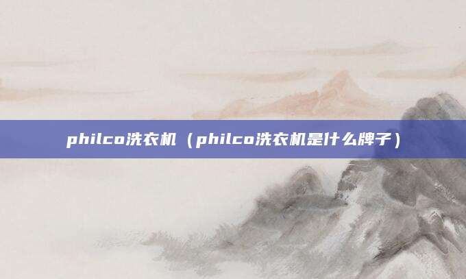 philco洗衣机（philco洗衣机是什么牌子）