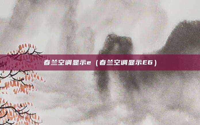春兰空调显示e（春兰空调显示E6）