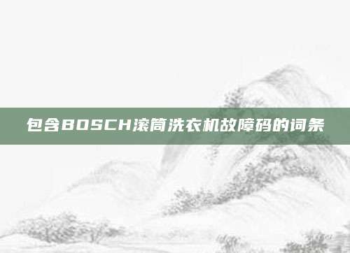 包含BOSCH滚筒洗衣机故障码的词条