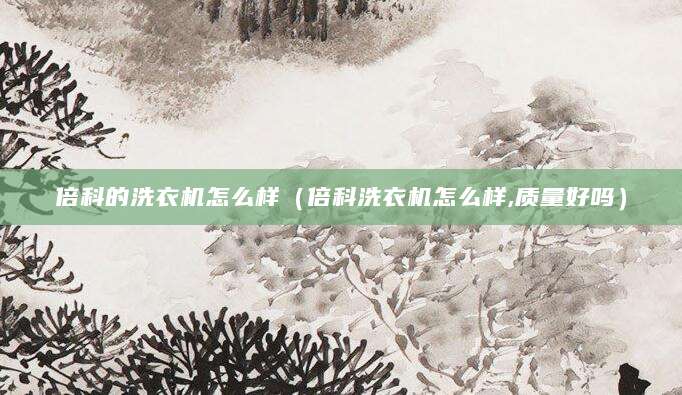 倍科的洗衣机怎么样（倍科洗衣机怎么样,质量好吗）