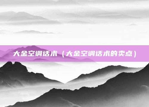 大金空调话术（大金空调话术的卖点）