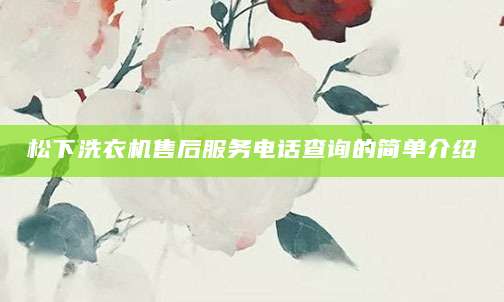松下洗衣机售后服务电话查询的简单介绍