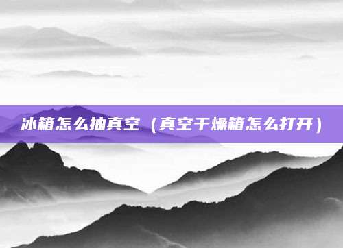 冰箱怎么抽真空（真空干燥箱怎么打开）