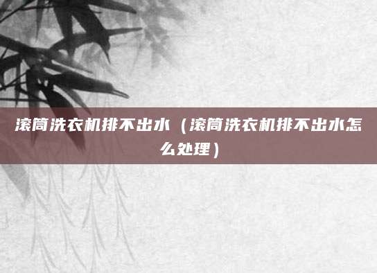 滚筒洗衣机排不出水（滚筒洗衣机排不出水怎么处理）