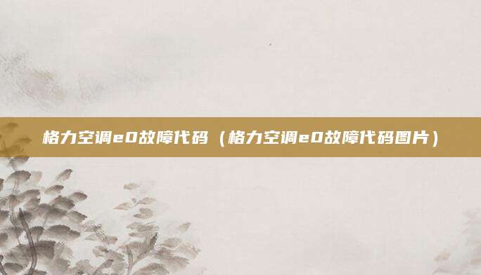 格力空调e0故障代码（格力空调e0故障代码图片）