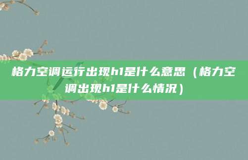 格力空调运行出现h1是什么意思（格力空调出现h1是什么情况）