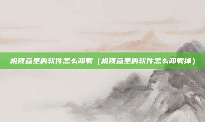 机顶盒里的软件怎么卸载（机顶盒里的软件怎么卸载掉）