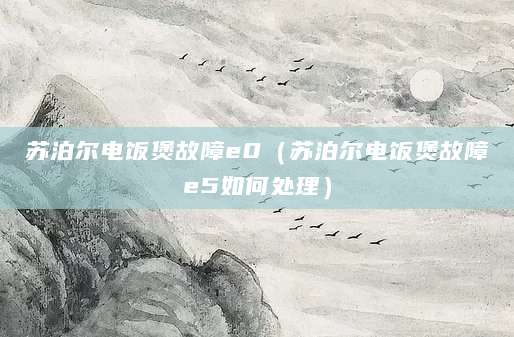 苏泊尔电饭煲故障e0(苏泊尔电饭煲故障e5如何处理)