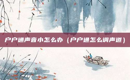 户户通声音小怎么办(户户通怎么调声道)
