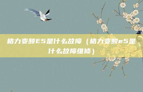 格力变频E5是什么故障（格力变频e5是什么故障维修）