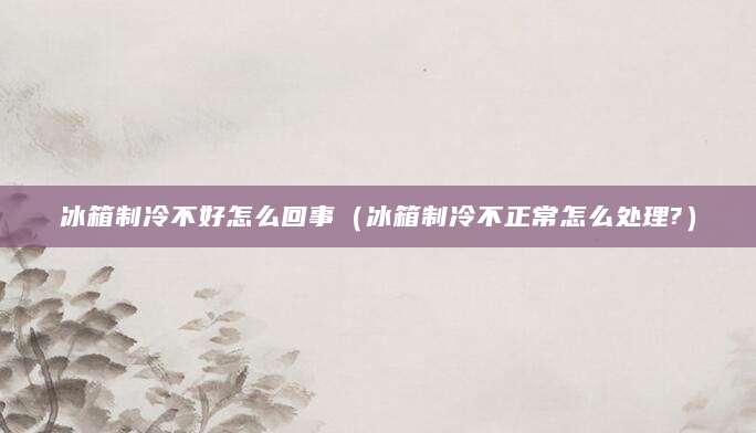 冰箱制冷不好怎么回事（冰箱制冷不正常怎么处理?）