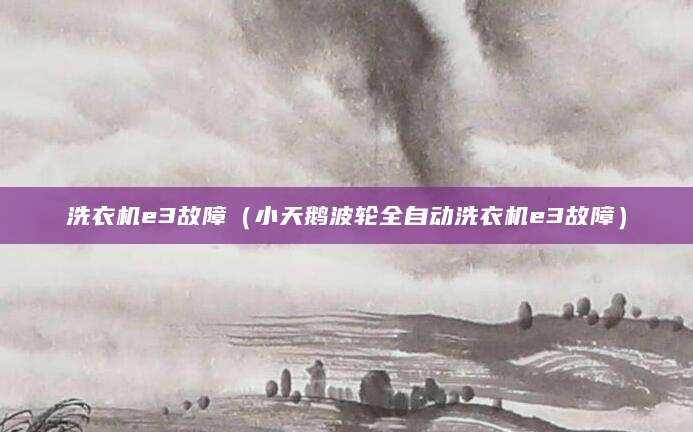 洗衣机e3故障（小天鹅波轮全自动洗衣机e3故障）