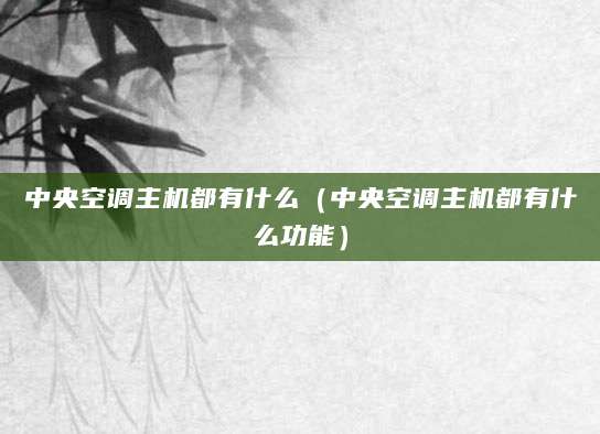 中央空调主机都有什么（中央空调主机都有什么功能）
