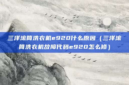 三洋滚筒洗衣机e920什么原因（三洋滚筒洗衣机故障代码e920怎么修）