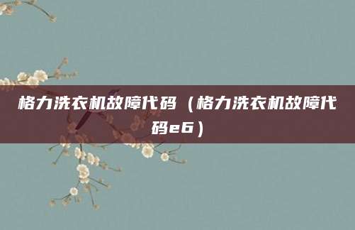 格力洗衣机故障代码(格力洗衣机故障代码e6)