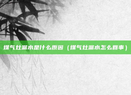 煤气灶漏水是什么原因（煤气灶漏水怎么回事）
