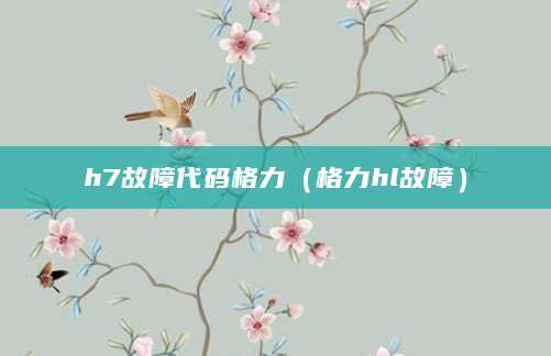 h7故障代码格力（格力hl故障）