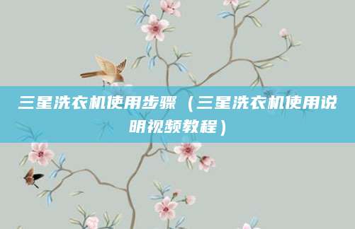 三星洗衣机使用步骤（三星洗衣机使用说明视频教程）