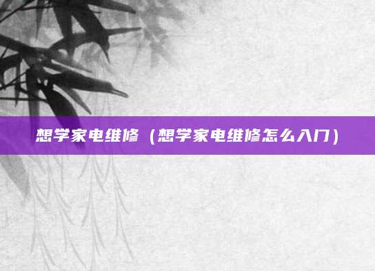 想学家电维修(想学家电维修怎么入门)