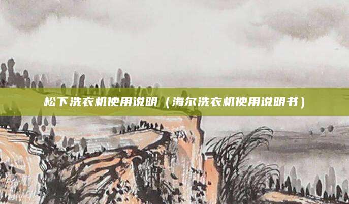 松下洗衣机使用说明（海尔洗衣机使用说明书）