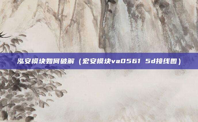 泓安模块如何破解（宏安模块va0561 5d接线图）