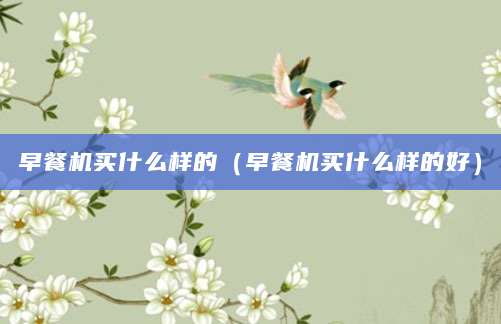 早餐机买什么样的（早餐机买什么样的好）