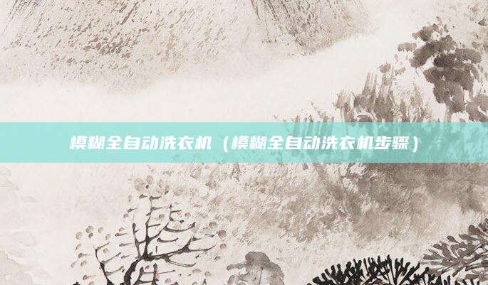 模糊全自动洗衣机（模糊全自动洗衣机步骤）