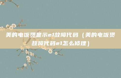 美的电饭煲显示e1故障代码（美的电饭煲故障代码e1怎么修理）
