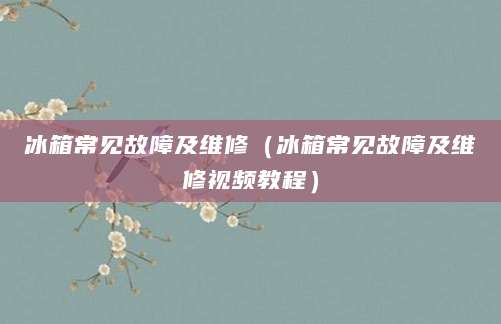 冰箱常见故障及维修（冰箱常见故障及维修视频教程）