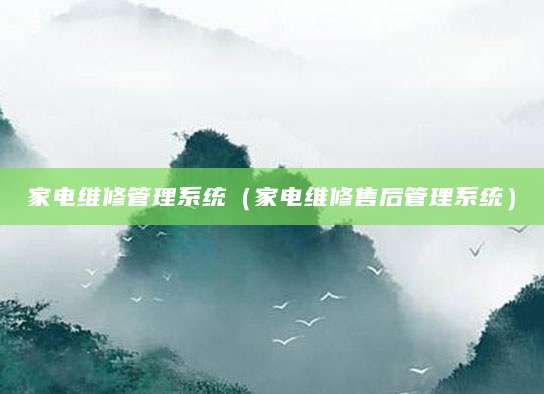 家电维修管理系统（家电维修售后管理系统）